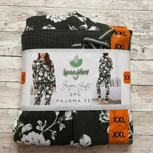 Honeydew Super Soft 2 Piece Pajama Set Womens XXL Green Olive Floral